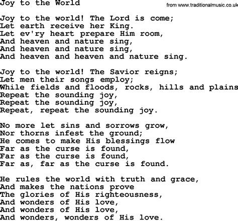 joy to world lyrics hymn